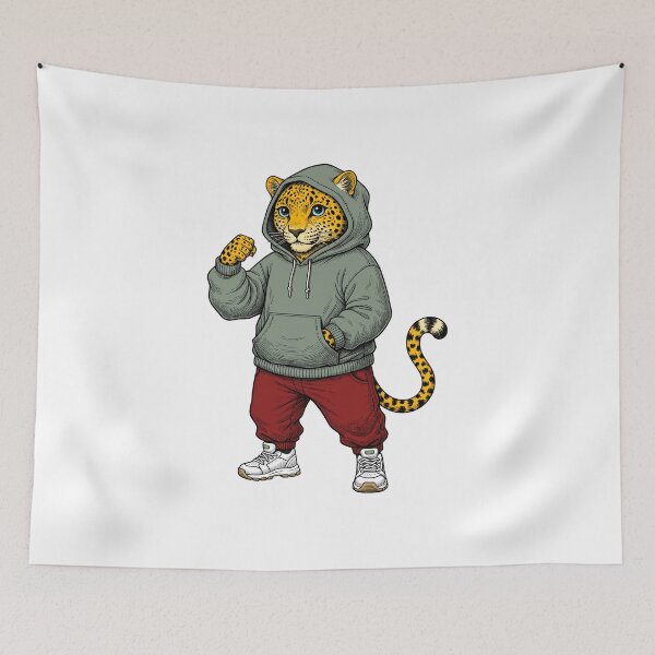 Item preview, Leopard in hoodie designed and sold by krabbaraban.