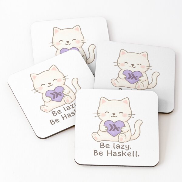 Item preview, Be Lazy. Be Haskell — Kawaii Cat Holding a Heart — Cute Functional Programming Valentine designed and sold by Nerd Romance Café.