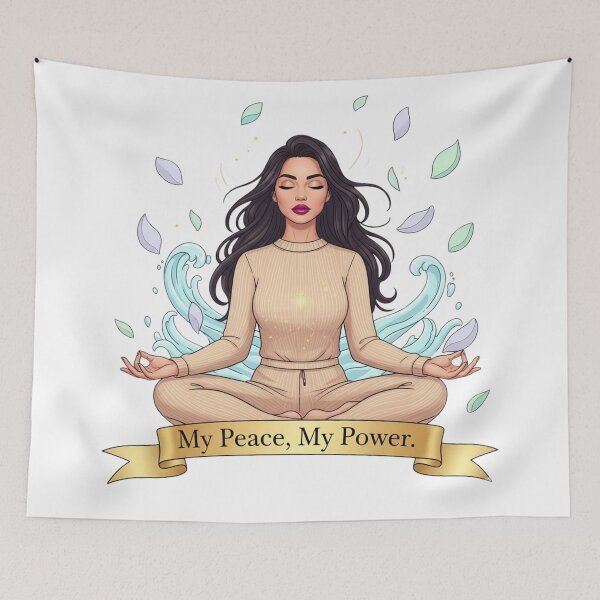 Item preview, My Peace, My Power. | Modern Meditation & Yoga Statement Design - Gold Slogan for Inner Strength designed and sold by BoldBloomArt.
