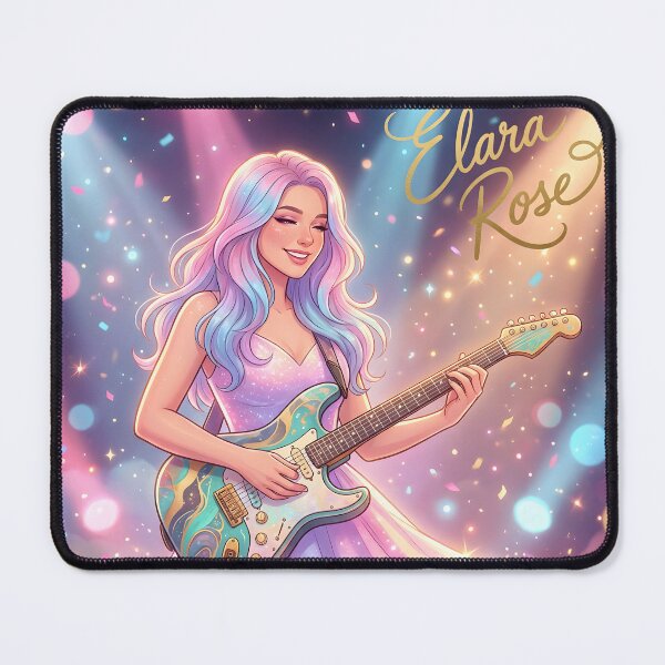 Item preview, Elara Rose Pop Star Aesthetic – Pastel Concert Girl Art, Glam Guitar Music Illustration designed and sold by AbstractAuraArt.