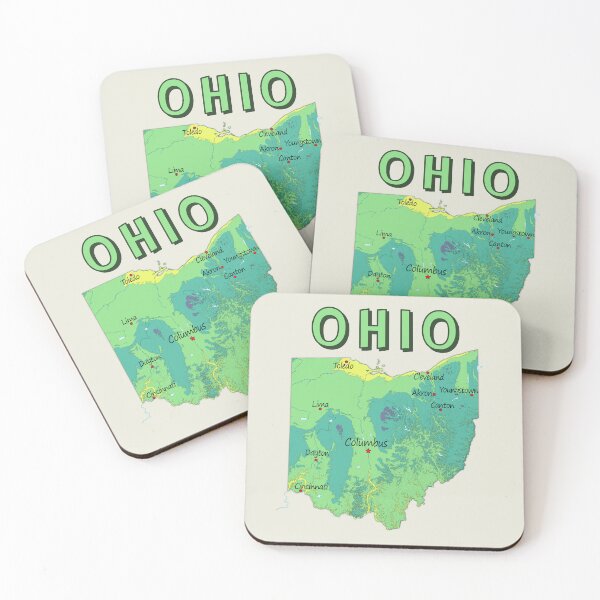 Item preview, Ohio Love, Vintage Style State Map with Major Cities - Great Lakes Region Souvenir designed and sold by mashmosh.
