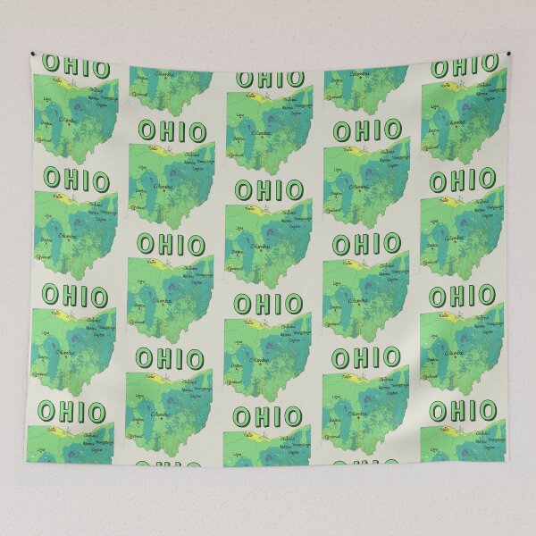 Item preview, Ohio Love, Vintage Style State Map with Major Cities - Great Lakes Region Souvenir designed and sold by mashmosh.
