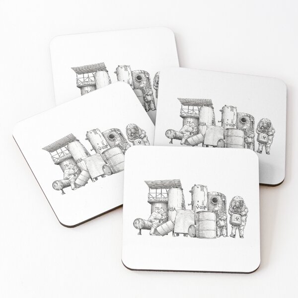 Item preview, HazMat Workers Moving Biohazard Containers designed and sold by Naux | Design & Illustration.