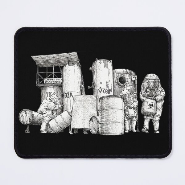 Item preview, HazMat Workers Moving Biohazard Containers designed and sold by Naux | Design & Illustration.