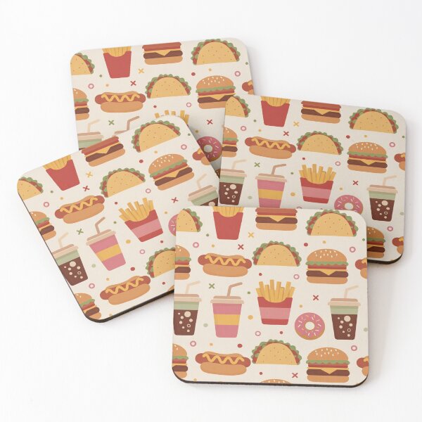 Item preview, Seamless fast food pattern with burgers fries drinks designed and sold by SassyArtistry.