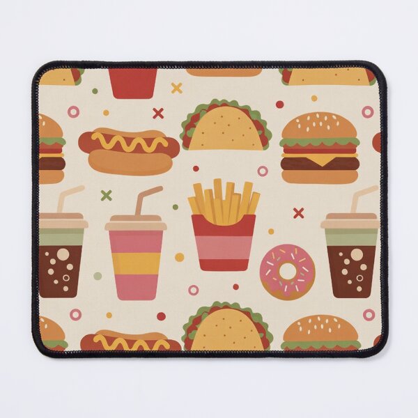 Item preview, Seamless fast food pattern with burgers fries drinks designed and sold by SassyArtistry.