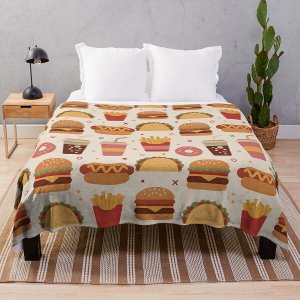 Item preview, Seamless fast food pattern with burgers fries drinks designed and sold by SassyArtistry.