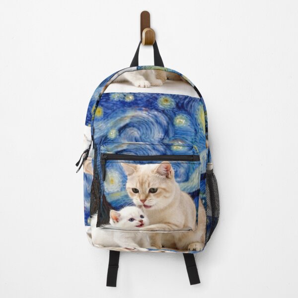 Item preview, peach tabby white kitten starry night colorful cute cats designed and sold by SmashingDeals.