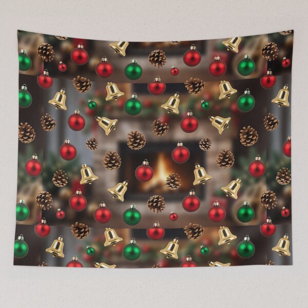 Item preview, Christmas ornaments seamless pattern with bells and pinecones designed and sold by SassyArtistry.