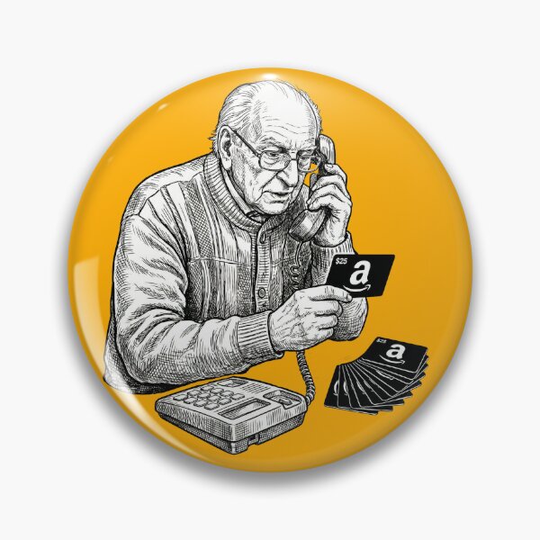 Item preview, Old Man reading Gift Card Numbers to Scammer On Phone designed and sold by Naux | Design & Illustration.