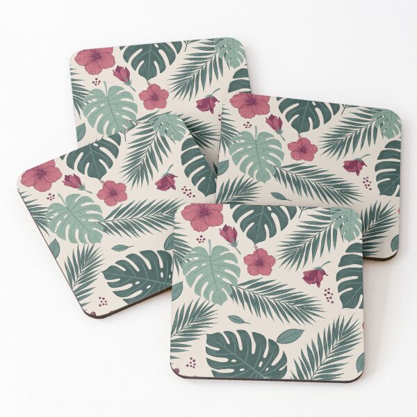 Item preview, Tropical seamless pattern with monstera leaves and hibiscus designed and sold by SassyArtistry.