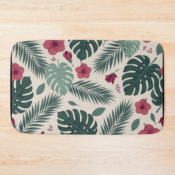 Item preview, Tropical seamless pattern with monstera leaves and hibiscus designed and sold by SassyArtistry.