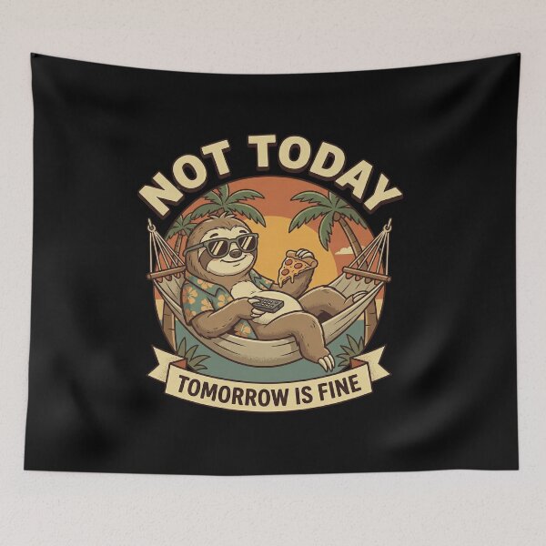 Item preview, Not Today - Funny Lazy Sloth in Hammock Retro Cartoon designed and sold by ARTReMi.