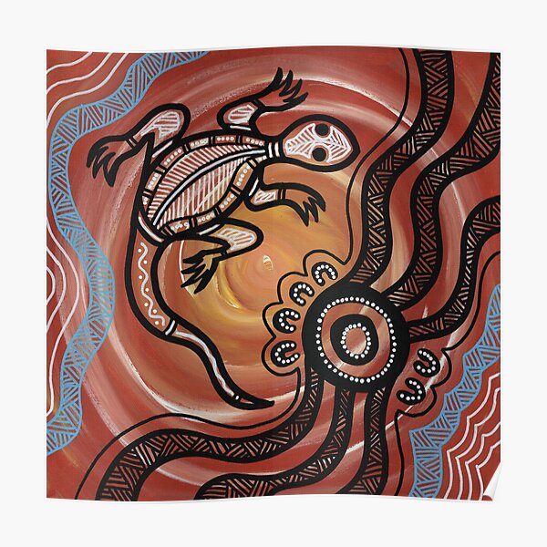 Art aborigène authentique - Lézard Poster