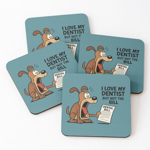 Item preview, Funny Dental Cartoon – “I Love My Dentist, But Not the Bill” | Cartoon Dog Shocked by Dental Invoice | Dentistry & Orthodontics Humor designed and sold by @majovegana.