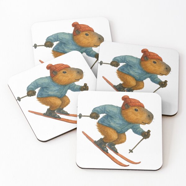 Item preview, Skiing Capybara Winter Gift designed and sold by AlfeArts.