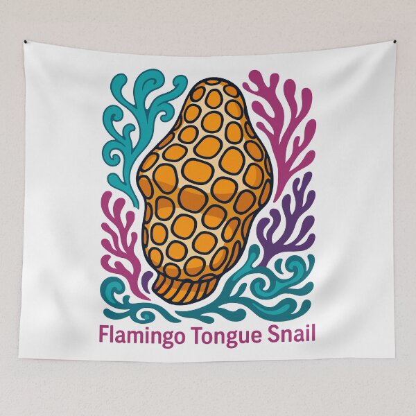 Item preview, Flamingo Tongue Snail Colorful Marine Illustration designed and sold by WildlifeInc.