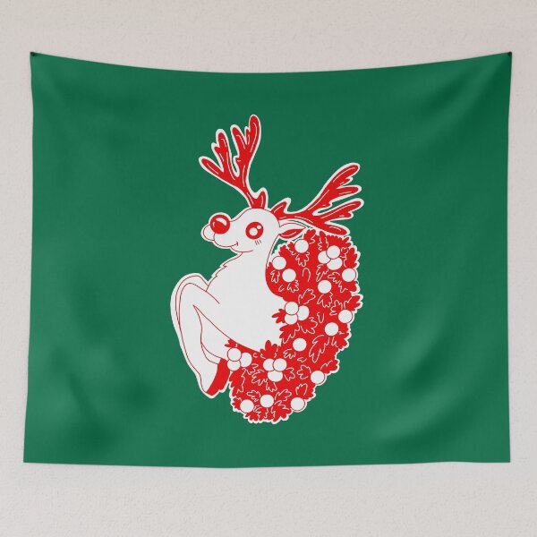 Item preview, My Rudolph Wreath With green background  designed and sold by missmann.