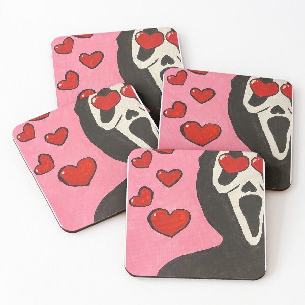Item preview, Love-Struck Mask – Cute Horror Inspired Pink Art designed and sold by stayfoxydesigns.