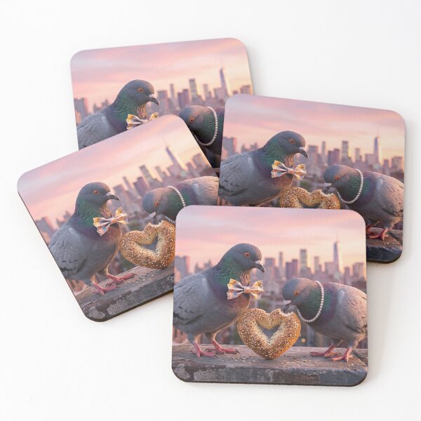 Item preview, New York Love Story - Pigeons & Skyline Sunset designed and sold by SavinMercantile.