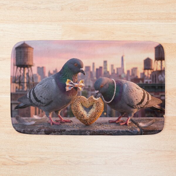 Item preview, New York Love Story - Pigeons & Skyline Sunset designed and sold by SavinMercantile.