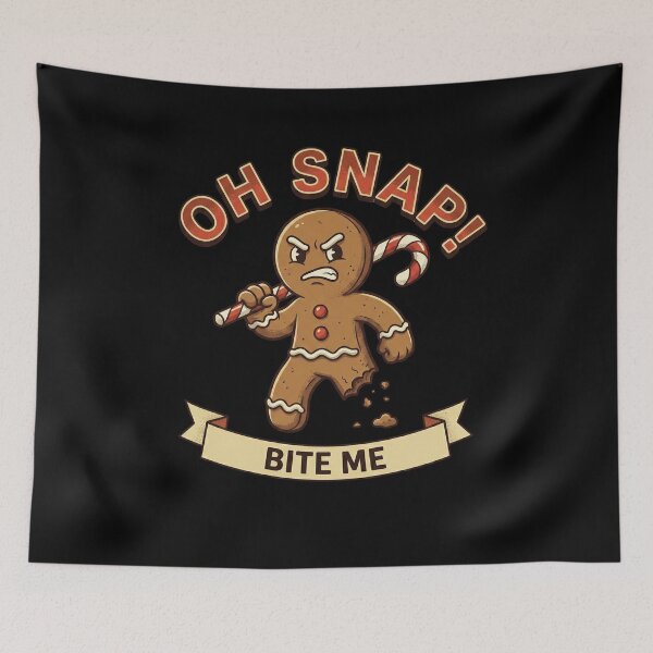 Item preview, Oh Snap Bite Me - Funny Tough Gingerbread Man Retro Cartoon designed and sold by ARTReMi.