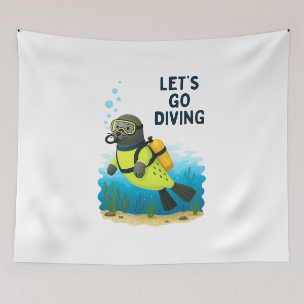 Item preview, Cute Scuba Diving Seal designed and sold by NatureStyle555.