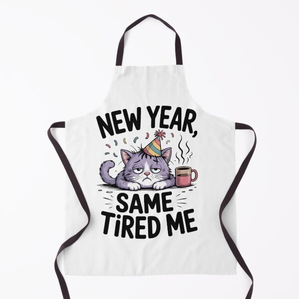 Item preview, New Year Same Tired Me Cat designed and sold by Pawmoods.