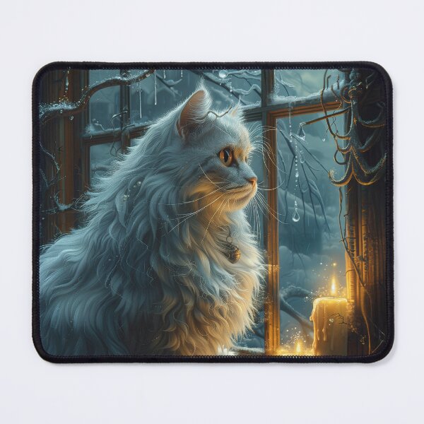 Item preview, Winter White Cat – Moonlit Peace designed and sold by Erika Kaisersot.