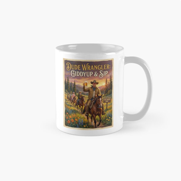 Item preview, Dude Wrangler Giddyup & Sip Golden Hour Vintage Retro Poster designed and sold by Cozy-Old-Pub.