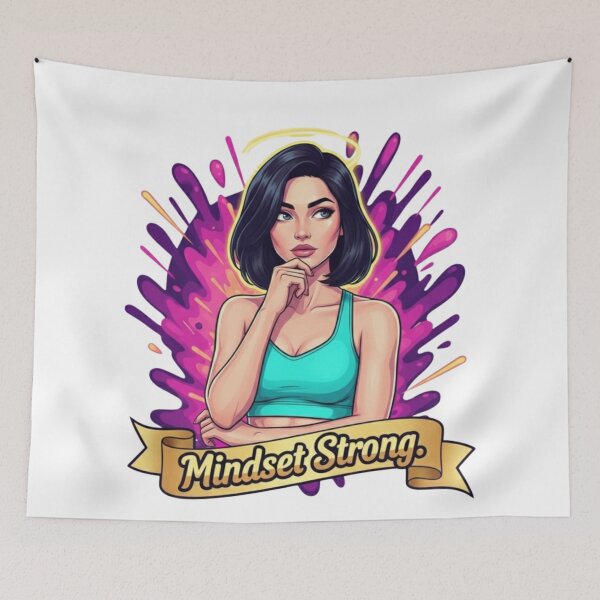 Item preview, MINDSET STRONG. | Mental Health & Focus Pop Art Design - Turquoise Statement for Inner Strength designed and sold by BoldBloomArt.