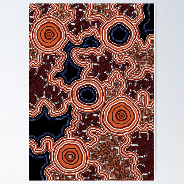 Vista previa del artículo con la obra «Auténtico arte aborigen: caminos hacia el agua», diseñado y vendido por HogarthArts.