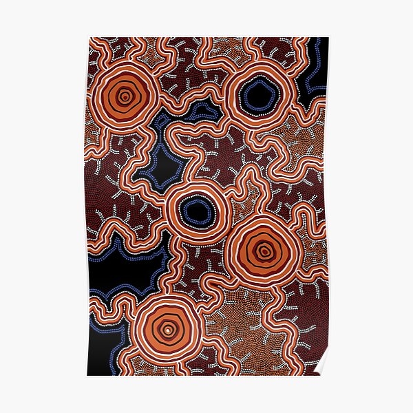 Authentic Aboriginal Art - Pathways to Water Poster