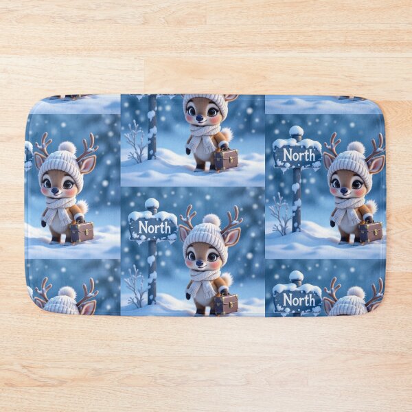 Item preview, “Little Reindeer with Luggage in Snow”  “Snowy North Adventure Reindeer Art”  “Cute Reindeer Travel in Winter Wonderland” designed and sold by TeutaDesings.