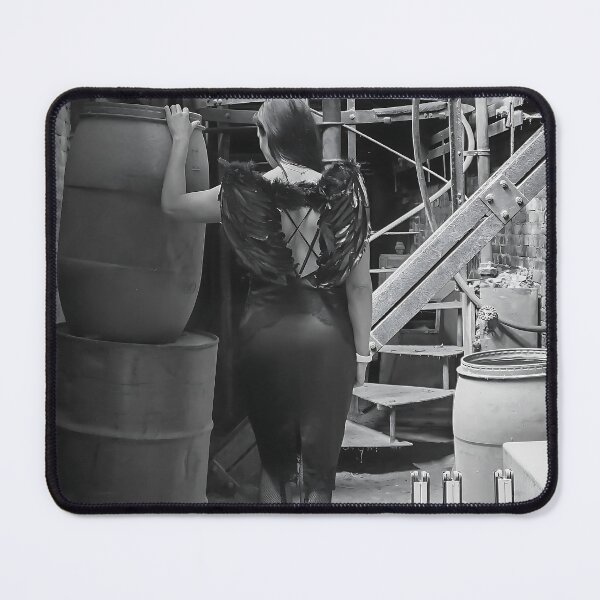 Item preview, Fallen angel in an industrial wasteland – black and white photograph designed and sold by StillnessInDecay.