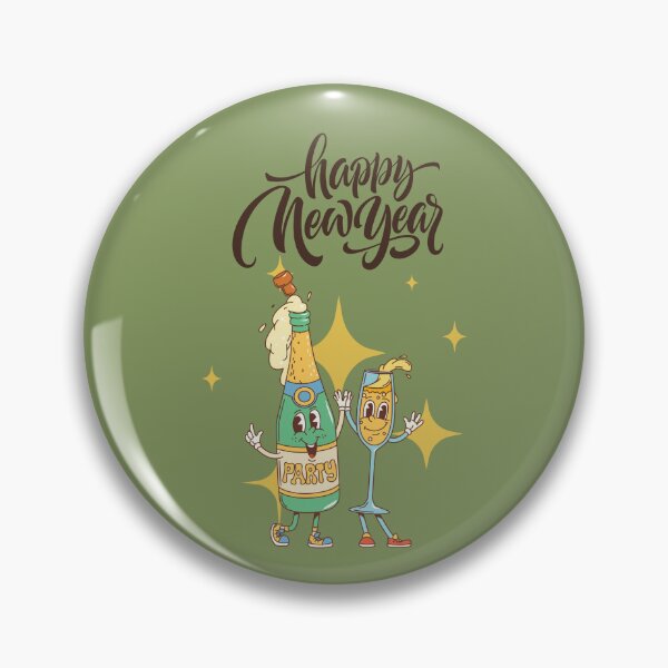 Item preview, Happy New Year Party Champagne Bottle & Glass Cartoon | Retro Celebration Design designed and sold by DoveVonBucket.
