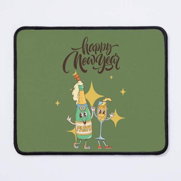 Item preview, Happy New Year Party Champagne Bottle & Glass Cartoon | Retro Celebration Design designed and sold by DoveVonBucket.