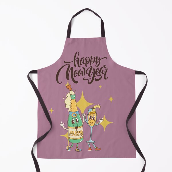 Item preview, Happy New Year Party Champagne Bottle & Glass Cartoon | Retro Celebration Design designed and sold by DoveVonBucket.
