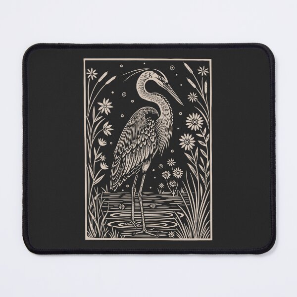 Item preview, Great Blue Heron Folk Art Floral Waterbird designed and sold by Y-Vibes.