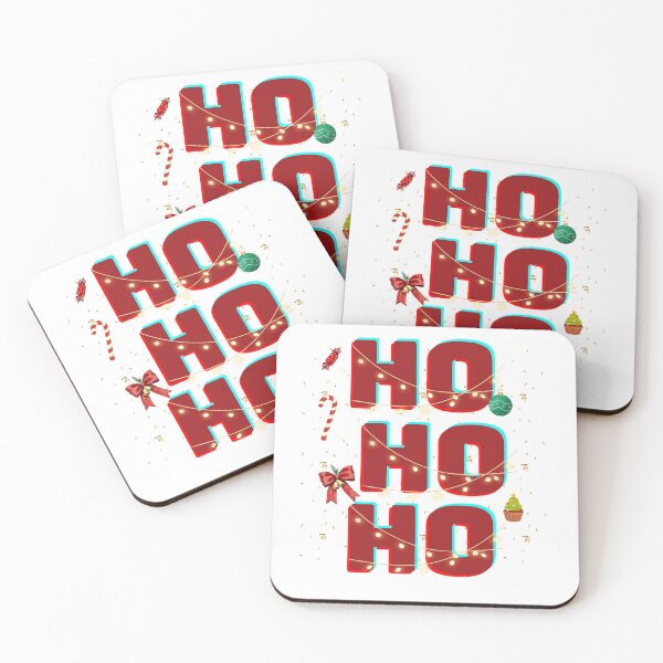 Item preview, Festive HO HO HO Christmas Typography with Lights and Decorations designed and sold by Doodlelline.