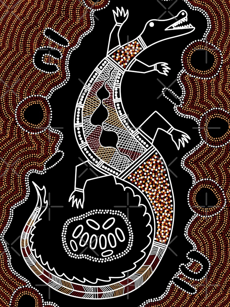 Authentic Aboriginal Art Crocodile Graphic T Shirt Dress For Sale   Flat,750x1000,075,t.u8 