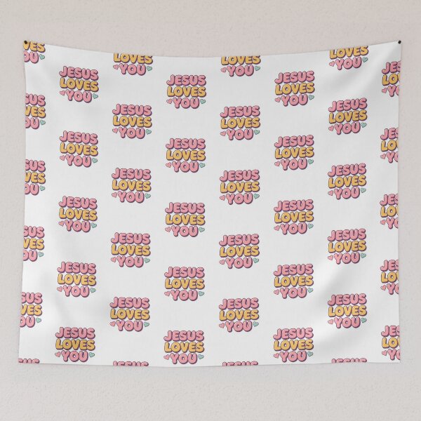 Item preview, Jesus Loves You – Vintage Retro Flower Power Faith designed and sold by Illustrated Faith.