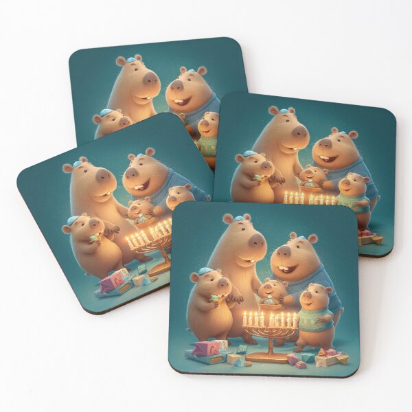 Item preview, Cute Capybara Family Celebrating Hanukkah designed and sold by Hakubiya.