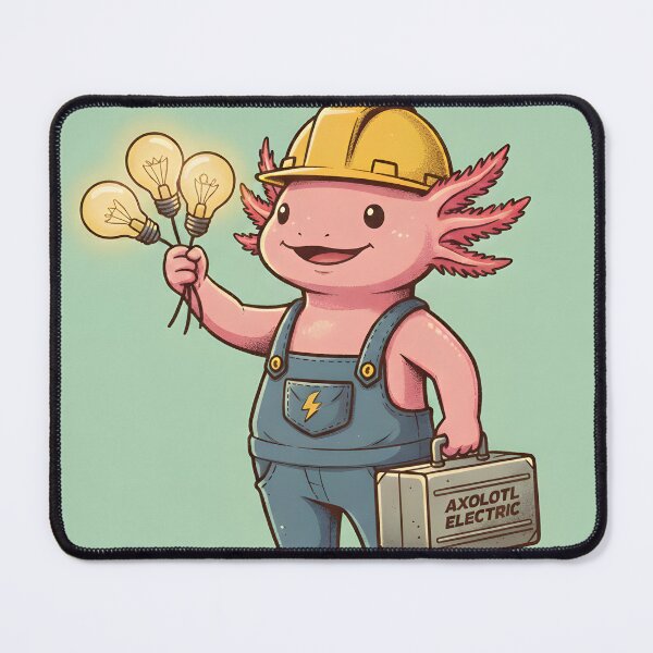Item preview, Electrician Axolotl – Cute Industrial Vintage Illustration designed and sold by Dino-Lune.