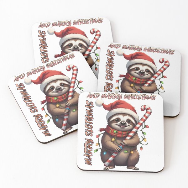 Item preview, Marry Slothmas – Cute Christmas Sloth With Candy Cane & Light designed and sold by HANG ON STUDIO .