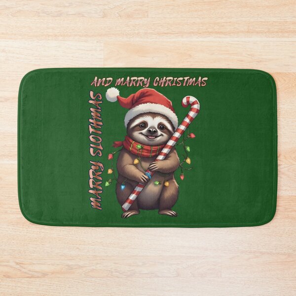 Item preview, Marry Slothmas – Cute Christmas Sloth With Candy Cane & Light designed and sold by HANG ON STUDIO .