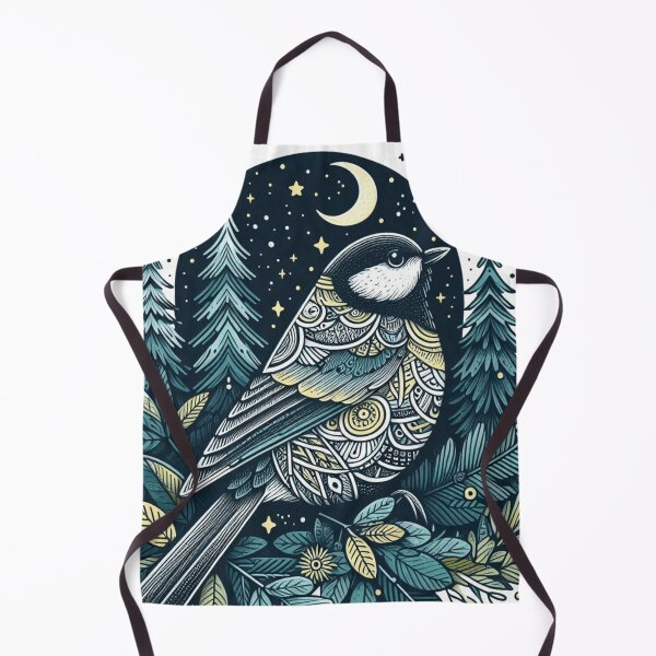Item preview, Boho Woodland Great Tit Under Crescent Moon designed and sold by BigBlueArt.