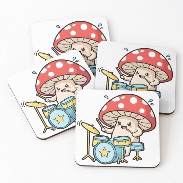 Item preview, Cute Rocker Mushroom Drummer Playing Drum Kit designed and sold by julimarks.