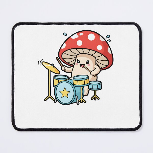 Item preview, Cute Rocker Mushroom Drummer Playing Drum Kit designed and sold by julimarks.