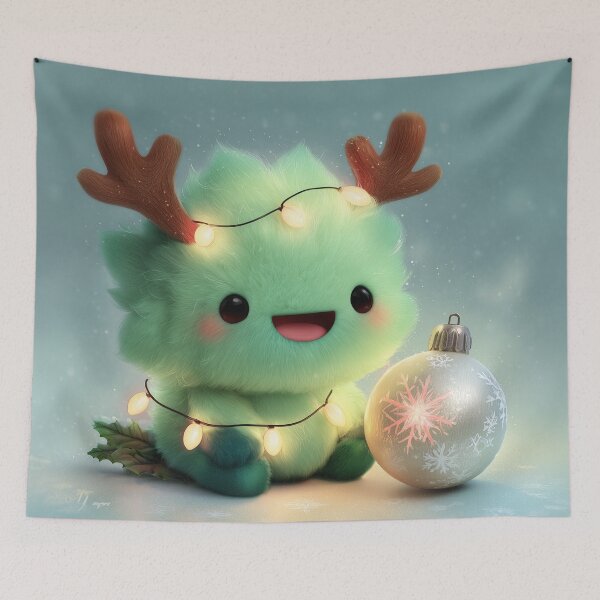 Item preview, Cute Christmas Monster with Reindeer Antlers designed and sold by Hakubiya.